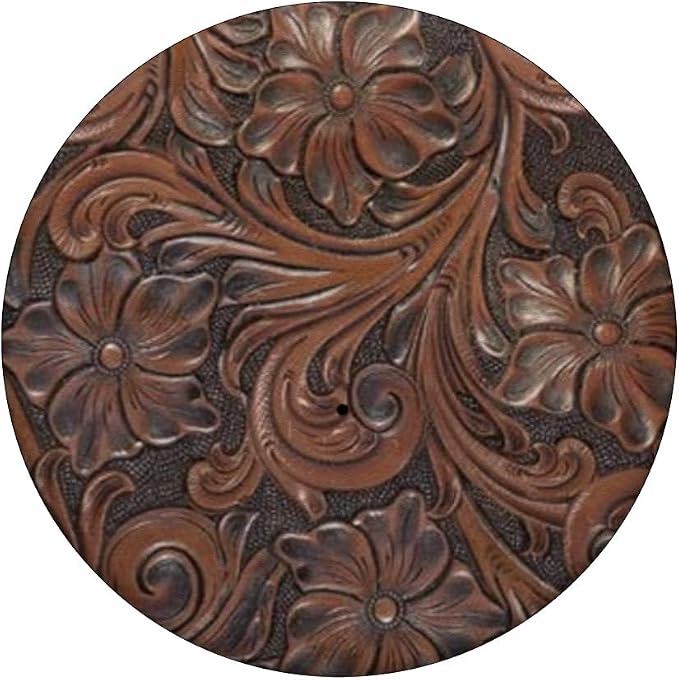 Western Brown Tooled Floral Print PopSockets Adhesive PopGrip
