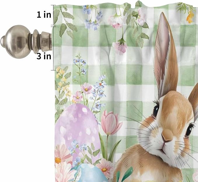 Kitchen Curtains Tiers and Valance Set of 3, Easter Light Filtering Window