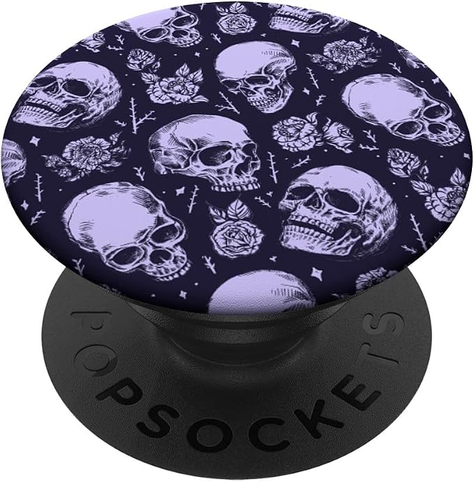 Emo Grunge Aesthetic Gothic Skull and Roses Goth Halloween PopSockets Standard PopGrip