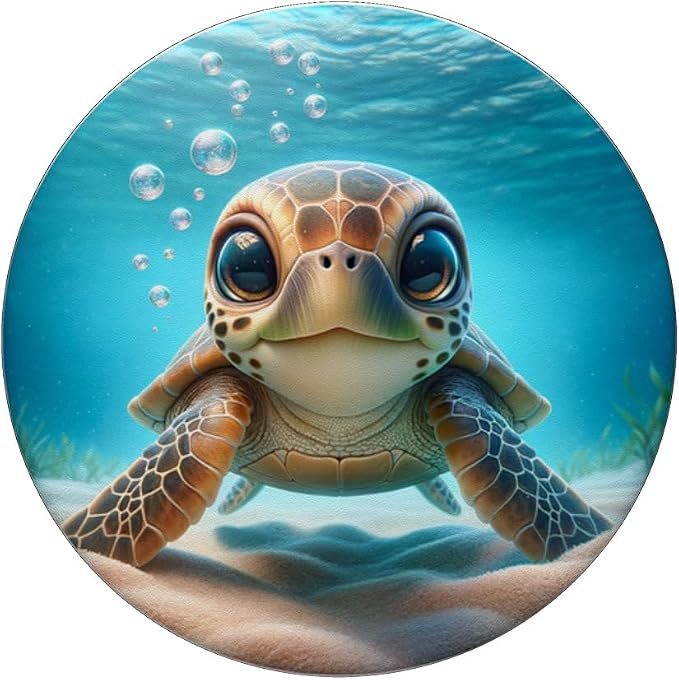Adorable Cute Kawaii Sea Turtles in The Ocean PopSockets PopGrip for MagSafe