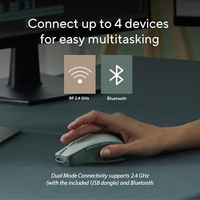 ASUS Wireless SmartO Mouse Silent Plus – Dual Mode (BT/2.4GHz), up to 3 Devices, Ergonomic, 4200 DPI, AA Battery Lasts up to 1 Year, Quiet Switches, Portable, for Productivity/Gaming - Oat Milk