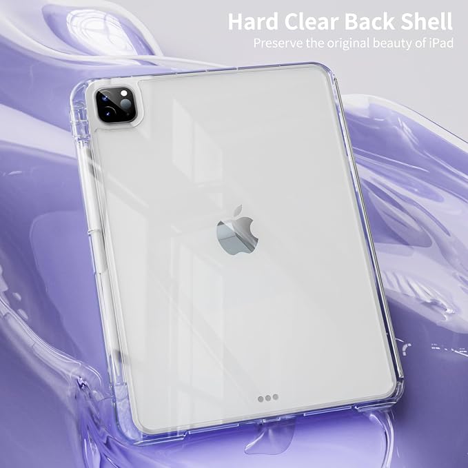 Case for iPad Air 13 Inch Case M4/M3/M2 (2026/2025/2024) Pro 12.9 Inch (6th/5th Gen 2022/2021) 2 in 1 Detachable Cover with Clear Hard Back Supports Touch ID Auto Wake/Sleep Black