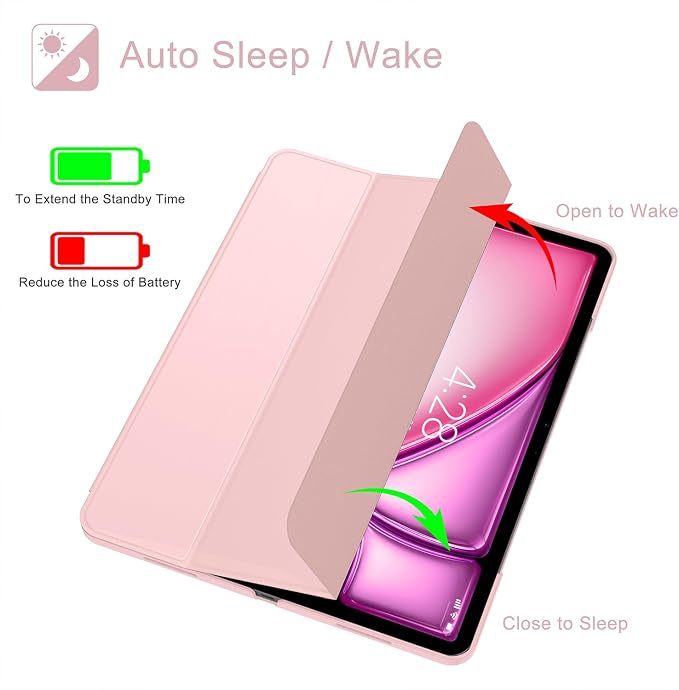 Soke Case for iPad Air 13 Inch (M3/M2) 2025/2024iPad Pro 12.9 2022 2021(6th 5th Generation) - [Slim Trifold Stand + Auto Wake/Sleep]Protective Hard PC Back Cover (Black)