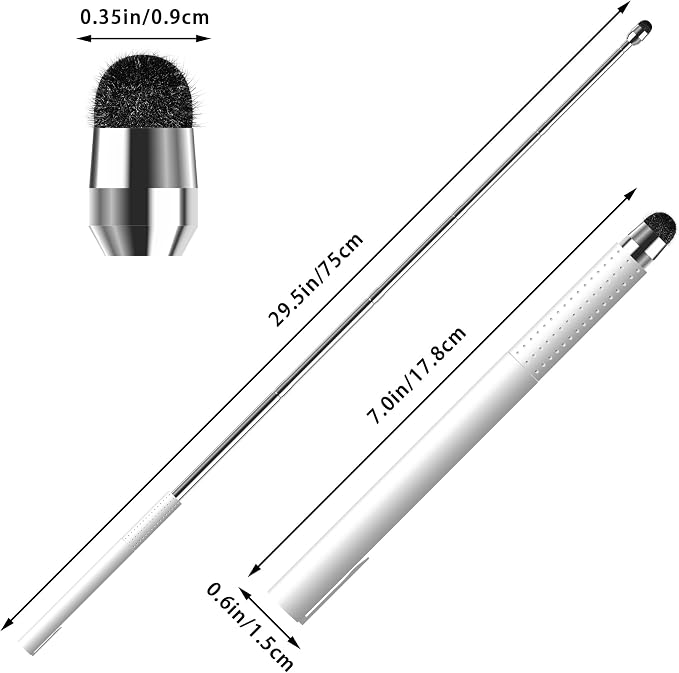 Universal Telescopic Stylus Pen for Touch Screens Retractable Pointer Stick Stylus with Special Flocking Tip Pointers for Classroom Pointer Finger Stick Anti Slip Pen Clip Black