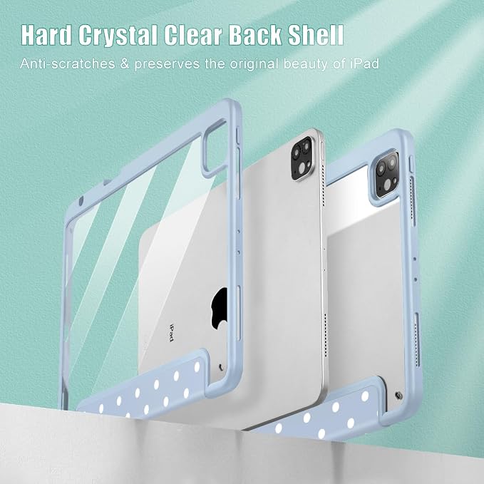 Tuiklol for iPad Pro 11 Inch 4th / 3rd / 2nd / 1st Gen (2022 2021 2020 2018) Case -Built-in Pencil Holder Shockproof Cover Clear Transparent Back Shell with Auto Wake/Sleep Black Flower