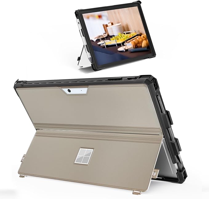 Case for 12.3 Microsoft Surface Pro 7+/7/6/5/4 Protective Rugged Cover Case with Surface Pen Holder and Hand Strap Compatible with Surface Pro Type Cover Keyboard (Black)