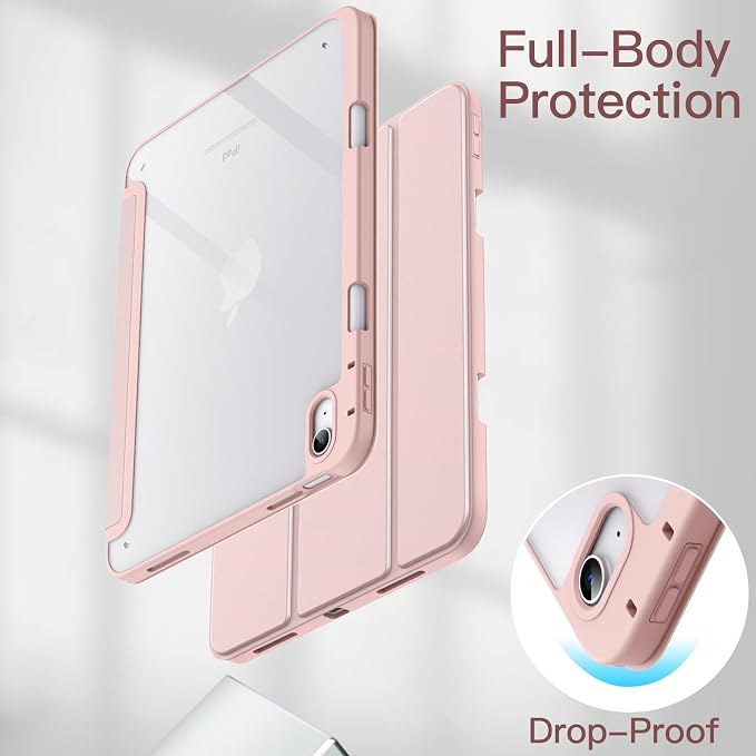 JETech Case Cover for iPad (A16) 11th/10th Gen Black | For 2025/2022 Model Clear Transparent Back Pencil Holder Slim Shockproof Tri-Fold Stand Auto Wake/Sleep