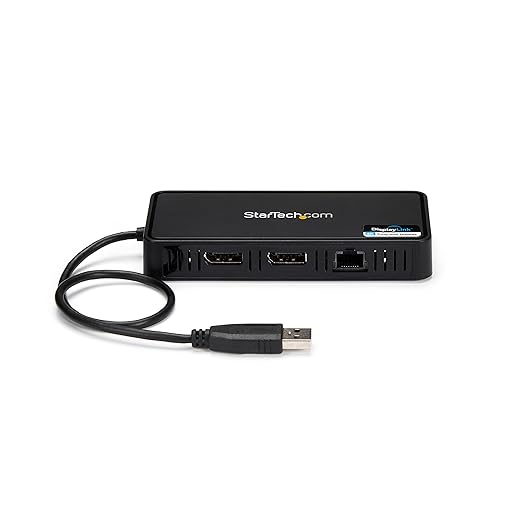 StarTech.com USB 3.0 Mini Dock - Dual Monitor USB-A Docking Station with DisplayPort 4K 60Hz Video & Gigabit Ethernet - 1ft (30cm) cable - Portable USB 3.1 Gen 1 Type-A Laptop Adapter, TAA
