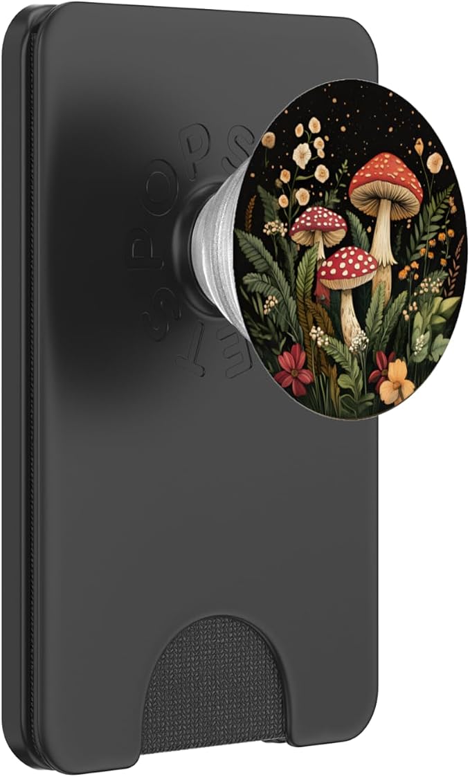 Mushroom PopSockets Adhesive PopGrip for Cell Phones - Black