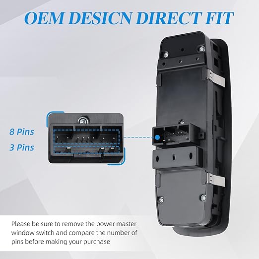 WUANGKI Master Power Window Control Switch | Front Driver Side | 11 Pins | Compatible with 2015-2017 Chrysler 200 | 2011-2019 Dodge Charger | 2016-2018 Ram 1500 2500 3500 4500 5500 | OE 68139805AB