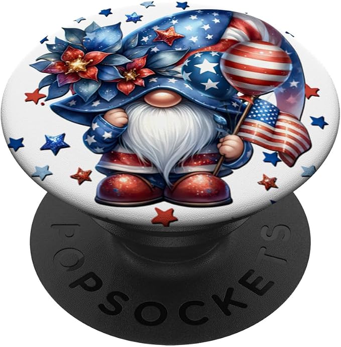 Red White And Blue Gnome Accessories For Independence Day PopSockets Adhesive PopGrip