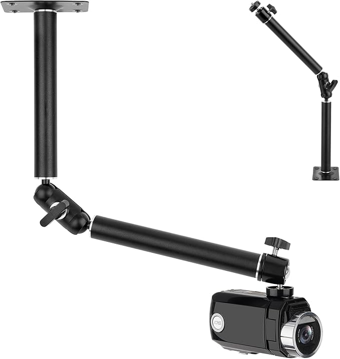 Mippko Articulating Wall Mount Camera Arm with 1/4 inch-20 Threaded Compatible with Digital/Security/Webcam/CCTV POV Camcorder/Video Light/Small Cameras,Adjustable Aluminium Alloy Arm