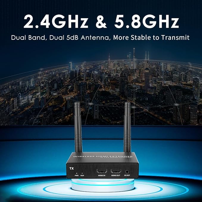 EXVIST Wireless HDMI Extender Transmitter and Receiver W/HDMI Loop-Out, Up to 656 Feet, IR Support, Suitable for Transmitting Video from Laptop, PC, YouTube, Xbox One, PS4 to HDTV or Projector