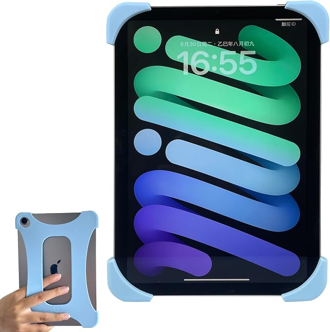 Silicone Anti-Slip Hand Strap Finger Grip Holder for iPad mini 7 (A17 Pro) 2024 / iPad mini 6 2021 8.3 inch - Blue