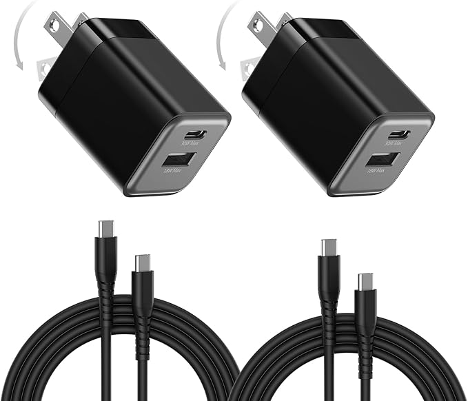 30W Fast Charger Dual Port USB C Wall Charger with Foldable Plug | for iPhone 17/16/15 Samsung S26/25/24 iPad 40% Smaller &amp Safer Nano Charger Block (Black 2 Pack)