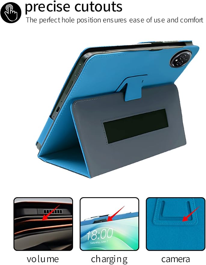 for FEONAL D126 11 Inch Android 14 Tablet CaseFolding Stand Protective Cover with Pencil Holder and Wrist StrapFull Protection Premium PU Scratch Resistant(SkyBlue)