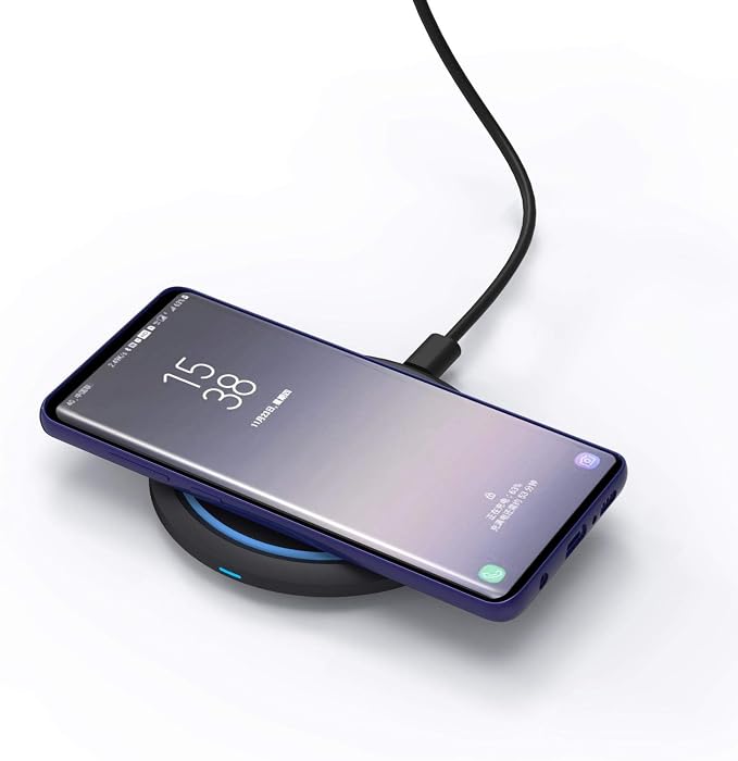 BoxWave Charger Compatible with Unihertz Titan - SwiftCharge PowerDisc Wireless Charger (15W) with Wireless Chargers That Require QC3.0 minicube Qi Wireless 15W Circular Desktop Charger - Jet Black