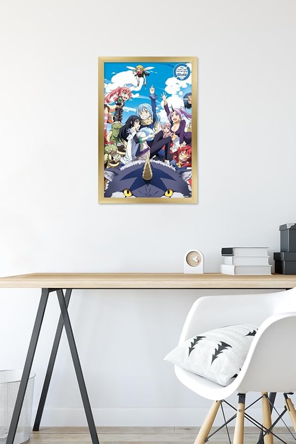 Trends International That Time I Got Reincarnated As A Slime - Group Wall Poster, 14.725" x 22.375", Gold Framed Version