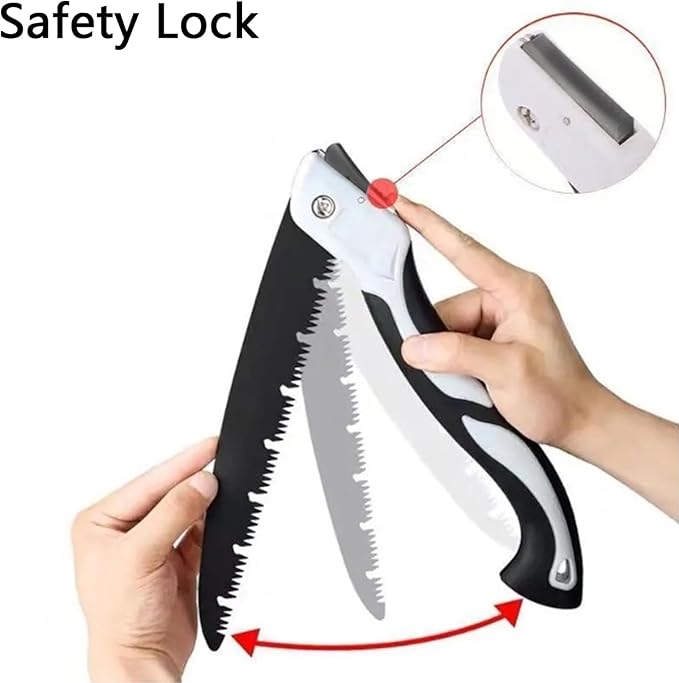 7 Inch Folding Saw, Pruning Hand Saw for Wood Cutting, Garden Pruner with SK5 Curved Blade, Triple- Cut Razor Teeth, Foldable Handsaw for Tree Trimming, Camping, Gardening and Carpentry