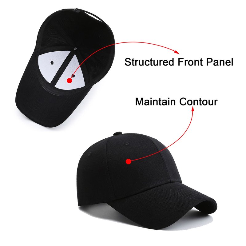 NPQQUAN Baseball Cap Structured Front Panels Golf Dad Trucker Hats for Men Women Black