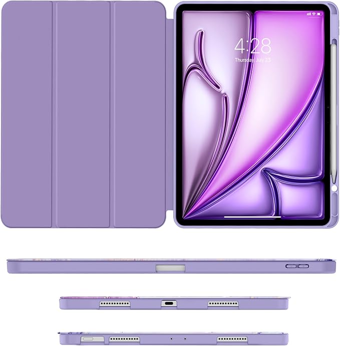 Soke Case for iPad Air 13 Inch (M4/M3/M22026-2024) iPad Pro 12.9 6th/5th Generation with Pencil Holder(2021 2022 Release)-[Apple Pencil Charging + Auto Wake/Sleep] Soft Back Cover Book Black