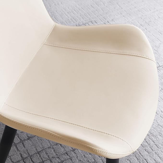 Dining Chairs, Modern PU Leather Dining Room Chair with Sturdy Metal Legs, Upholstered Seat Dinner Chairs Accent Side Chairs for Indoor Kitchen Living Room (Beige, Set of 6)