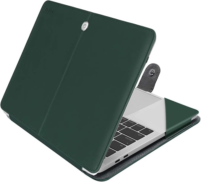 MOSISO Case Compatible with MacBook Air 13.6 inch M4 M3 M2 2025-2022 /Air 13 M1 2022-2018 /Pro 13 inch M2 M1 2025-2016, PU Leather Portfolio Protective Stand Cover, Deep Teal