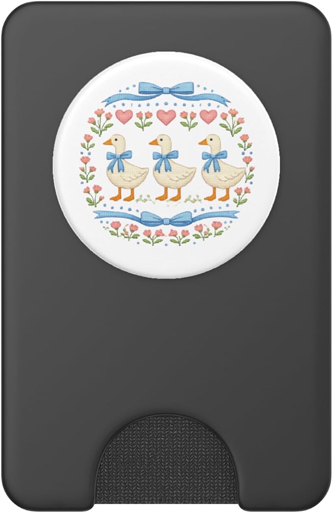 Vintage Geese with Bows Flowers and Hearts 80's Style Goose PopSockets PopGrip for MagSafe