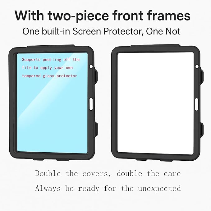 Dteck Case for iPad (A16) 11th Generation 11 2025/10th Gen 10.9 2022: with 2 Replaceable Front Covers Military-Grade Drop-Proof Silicone Cover Built-in Screen Protector Shoulder Strap Blue