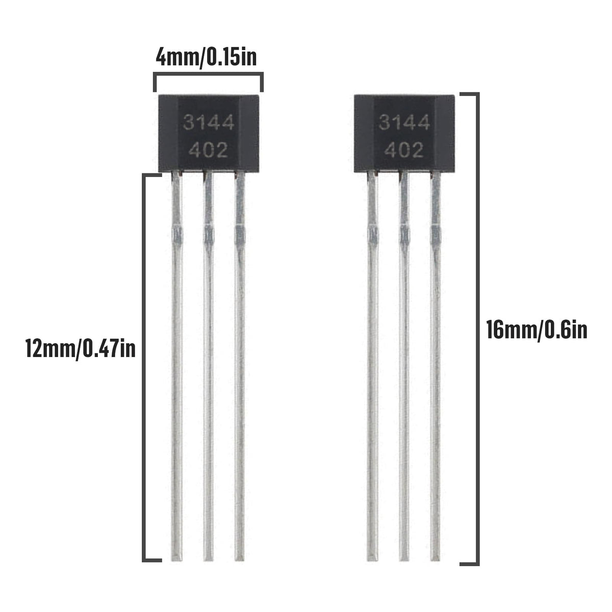 ALLECIN 20Pcs A3144 3144 Hall Effect Sensor OH3144 AH3144E 3Pins Magnetic Detector