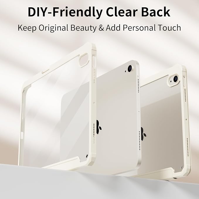 Clear Case for iPad Air 11 Inch M4 2026/M3 2025/M2 2024 Black | for iPad Air 5th/4th Generation 10.9 Inch 2022/2020 Clear Hard Back Tablet Cover with Pencil Holder Slim Auto Wake/Sleep