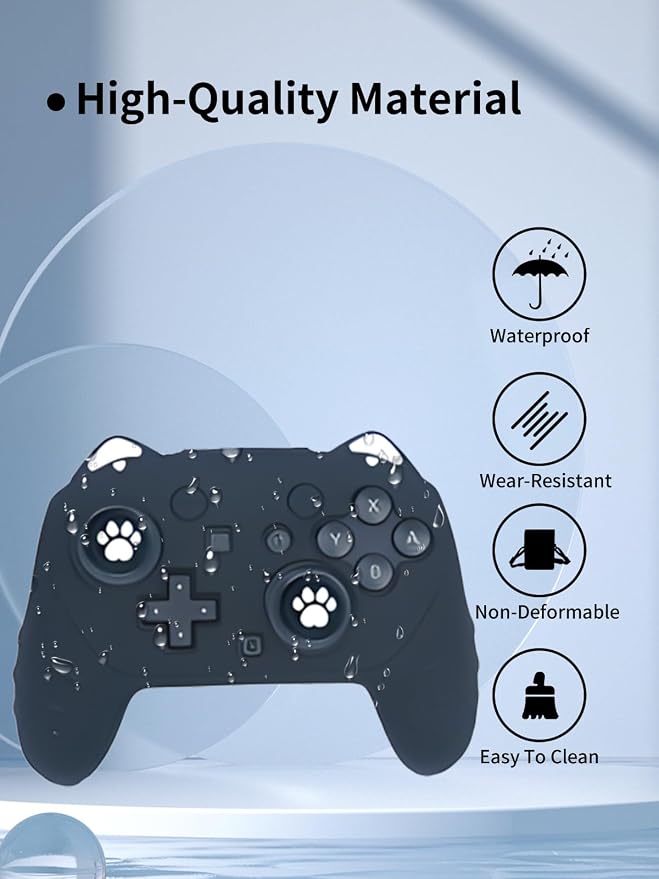 Case for Nintendo Switch 2 Pro ControllerUYRUREL Premium Sillence MaterialShock-Absorbing and Anti Drop Protection Soft Shellwith Stickers and Thumb GripsBlack.