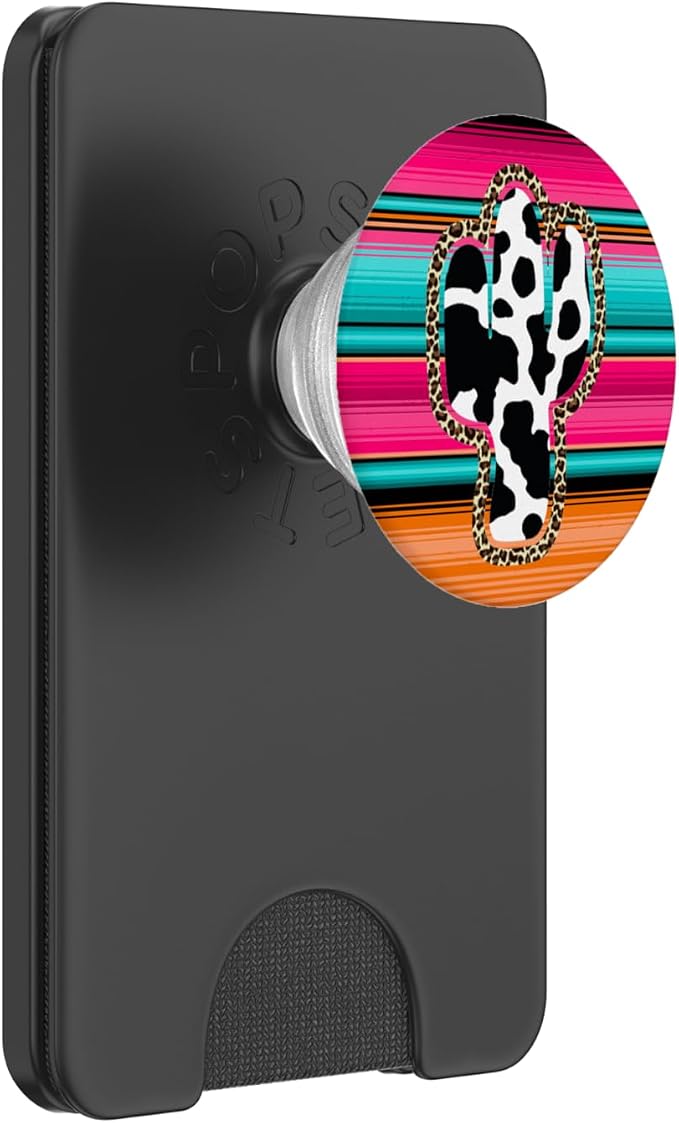 Western Cow Cactus Leopard Cheetha Serape Turquoise Pink PopSockets Adhesive PopGrip