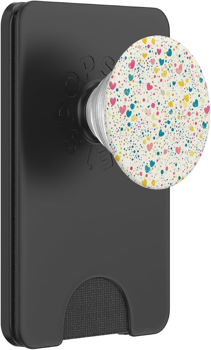 Colorful Heart Confetti Pattern PopSockets PopWallet for MagSafe