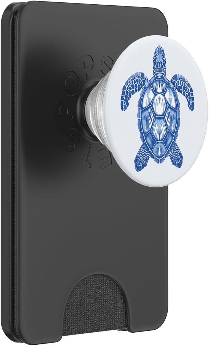 Sea Turtle Pattern Design in Blues and Whites A Sea Turtle PopSockets Adhesive PopGrip