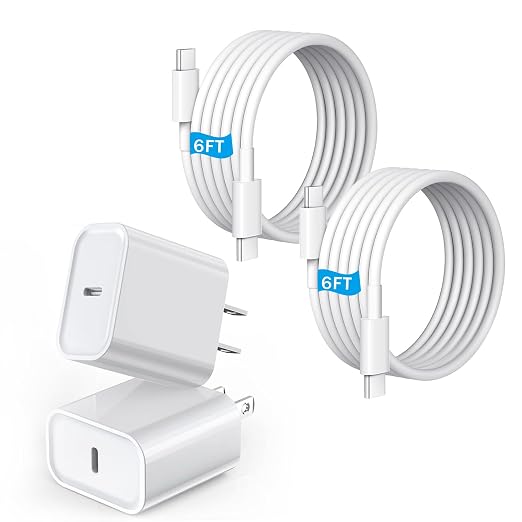 iPhone 17 16 15 Charger Fast Charging 2Pack 10FT Extra Long USBC to C Cable Cord with 20W Apple iPad USB C Fast Charger USB C Wall Charger Block for iPhone 17/16 Pro Max/17 Air/16 Pro/15/15 PlusiPad