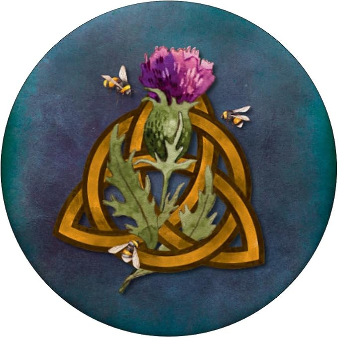 Celtic Trinity Knot Triquetra Scottish Thistle and Bees PopSockets Adhesive PopGrip