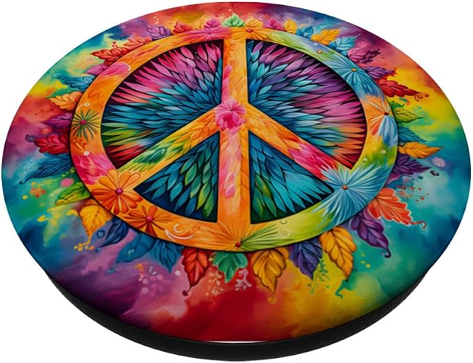 Peace Sign Rainbow Tie-Dye Inspired Design PopSockets Adhesive PopGrip