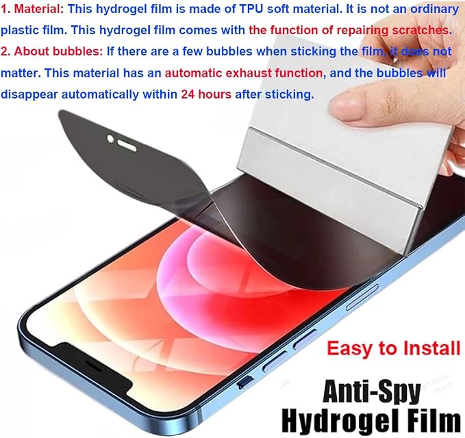 Privacy Screen Protector for iPhone 17 [Anti-Spy] High-sensitivity Soft Hydrogel Film [Not Tempered Glass]