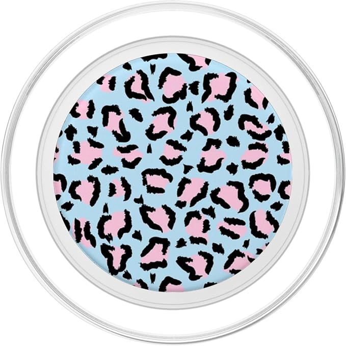 Blue Pink Leopard Print Pattern PopSockets PopGrip for MagSafe