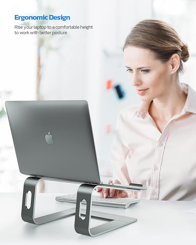 Nulaxy Fully Aluminum Detachable Laptop Stand, Ergonomic Ventilated Cooling Laptop Holder Computer Riser for Desk, Anti-Slip Design Notebook Stand Compatible with All 10-16" MacBook/Dell XPS/HP/Lenovo