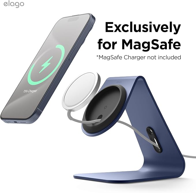 elago MS4 Charging Stand for MagSafe Charger | Aluminum Stand for iPhone Series Designed for iOS17 Standby Mode (Cable Not Included) (Black)