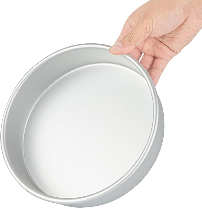 Restaurantware Aluminum Straight-Sided Cake Pan - Pack of 1 - Met Lux 8 x 2 Inches Round Baking Tin, Greaseproof, Even-Heating, Freezable - Anodized Aluminum Round Cake Pan Ideal For Baking
