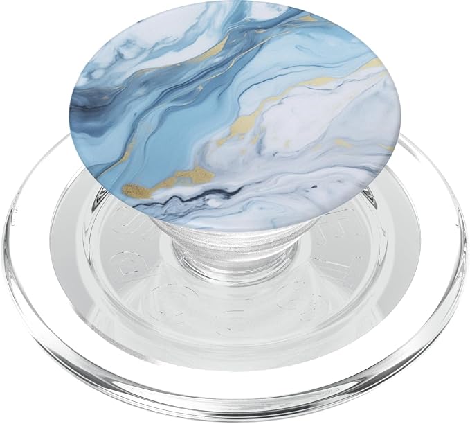 Marble-Like Blue and White Gold Pattern Aesthetic PopSockets Adhesive PopGrip