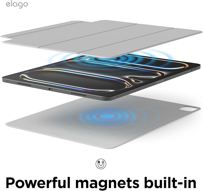 elago Magnetic Folio Case for iPad Pro 13-inch (M5 M4) | Back Plate can be Attached to Metal Materials Magnetic Back Plate Wake/Sleep Compatible with Apple Pencil 2 [Blue]