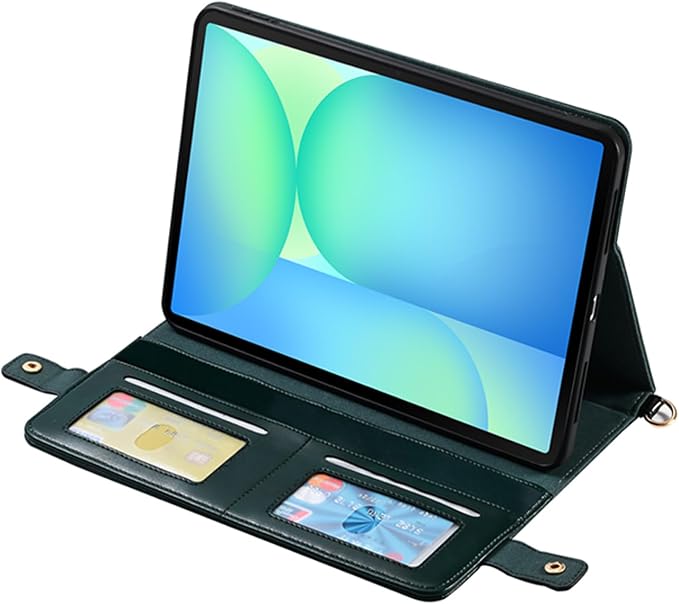 Handbag Case for Samsung Galaxy Tab S10 FE/S9 FE 10.9/S9/S8/S7 11 Techcircle Folio Stand Crossbody Wallet Protective Cover with S Pen Holder &amp Card Slots Hand Strap &amp Shoulder Strap Black