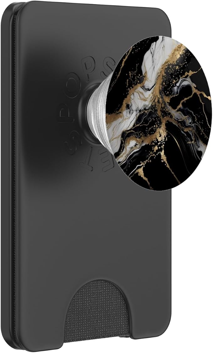 Marble-like Black and White and Gold Colors Pattern PopSockets Adhesive PopGrip