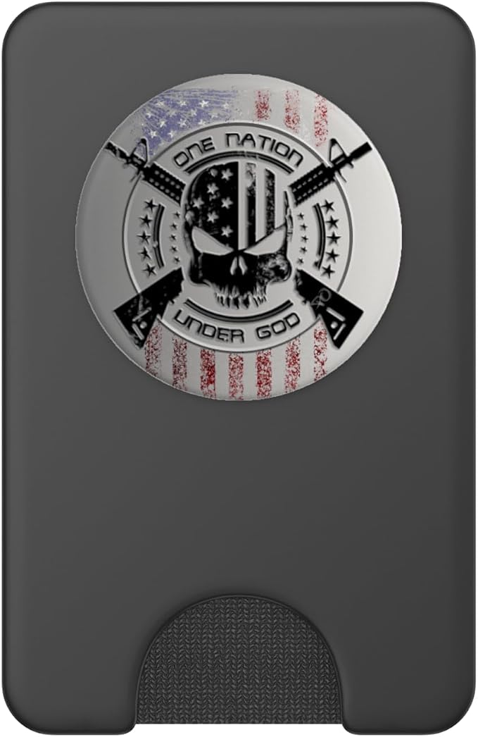 Patriotic USA Warrior One Nation Military Flag Skull PopSockets Swappable PopGrip