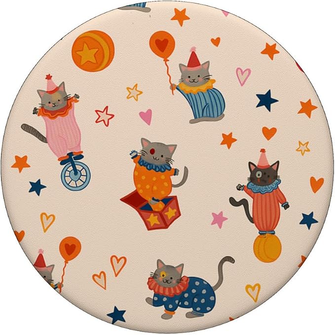 Cute Circus Cat Colorful Clown Kitten Pattern Aesthetic PopSockets PopGrip for MagSafe