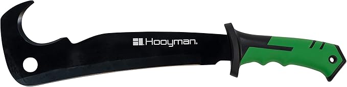 Hooyman Hook ‘em Machete with Heavy Duty Construction, Ergonomic No-Slip Handle and Belt Sheath for Gardening, Land Management, Bushcraft, Hunting and Outdoor,Black/Green
